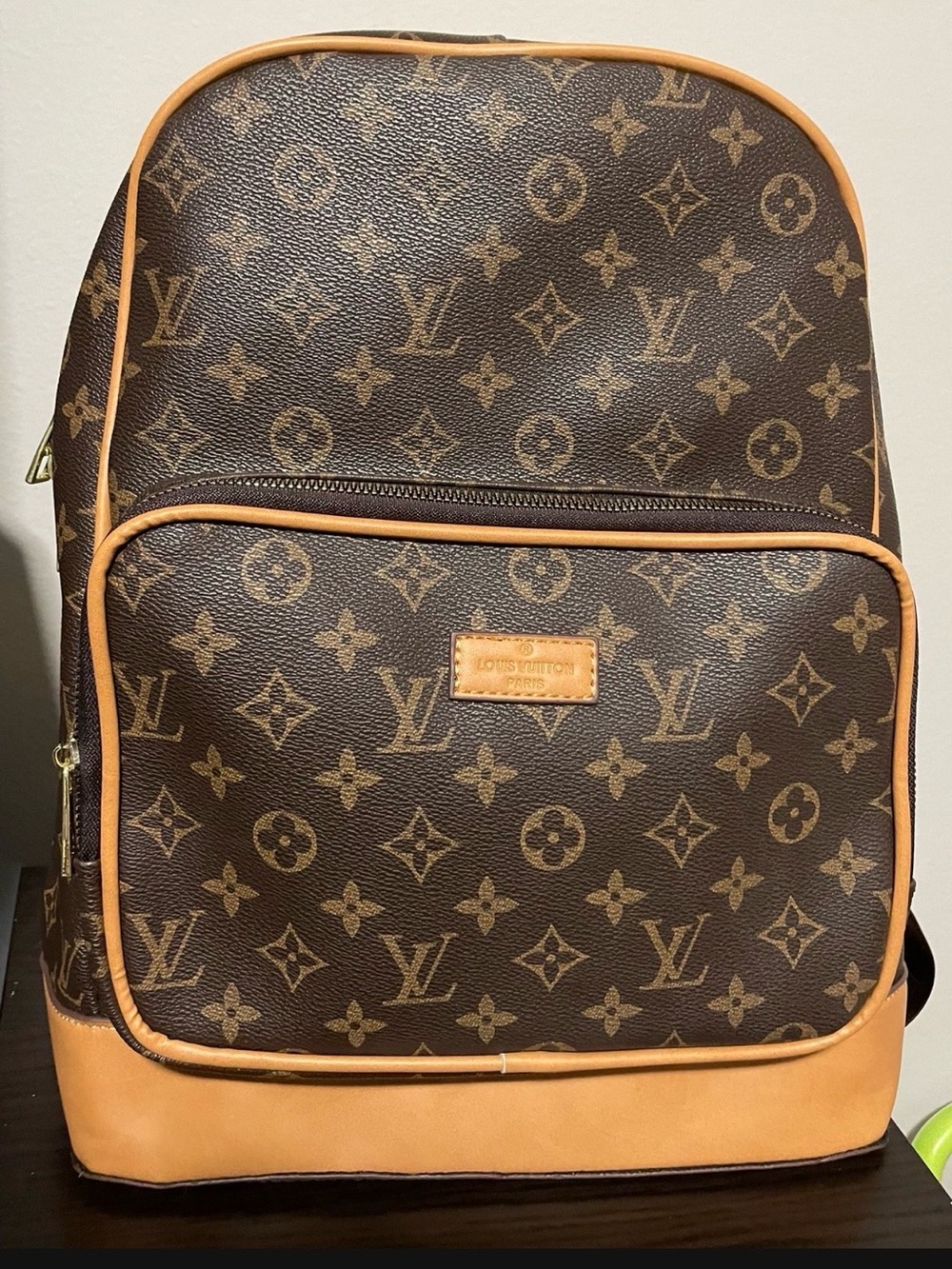 Louis Vuitton Brown Monogram Canvas Backpack with Tan Trim